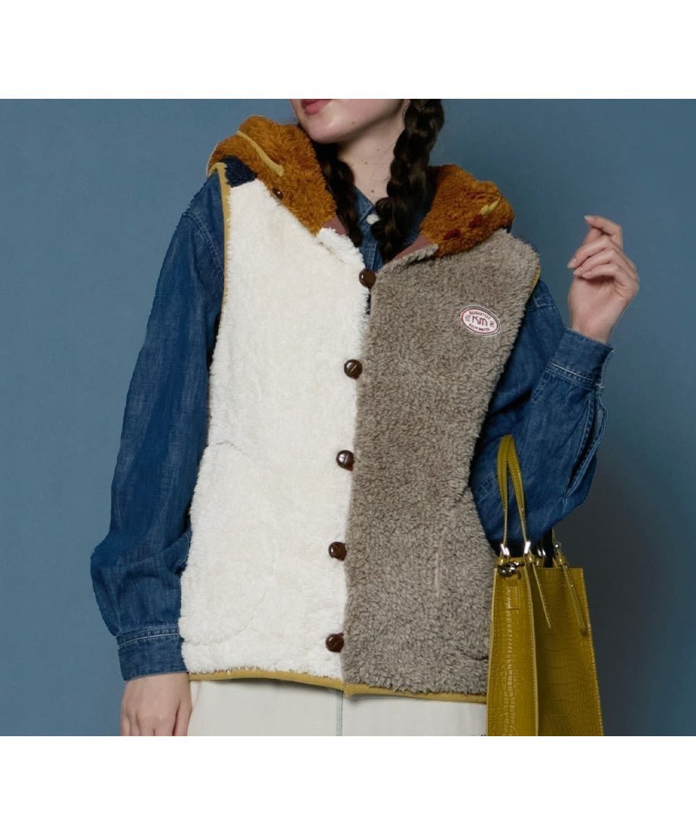 【クリフメイヤー/KRIFF MAYER】のシャギーボアボタンフードベスト インテリア・キッズ・メンズ・レディースファッション・服の通販 founy(ファニー) 　ファッション　Fashion　レディースファッション　Fashion for Women　アウター　Coat / Outerwear Collection　トップス・カットソー　Cut & Sew Tops　ベスト&ジレ / 重ね着スタイル　Vests & Gilets　コーデュロイ　Corduroy, Cord Fabric　スタンダード　Standard, Basic　人気　Popular, Best Seller　パイピング　Piping, Trim Design　ベスト　Vest, Waistcoat　ベーシック　Basic, Essential　マフラー　Scarf, Muffler　ミックス　Mix, Mixed Style　ループ　Loop, Loop Knit　A/W・秋冬　Autumn/Winter　MULTI-COL|ID: prp329100004734310 ipo3291000000034949118