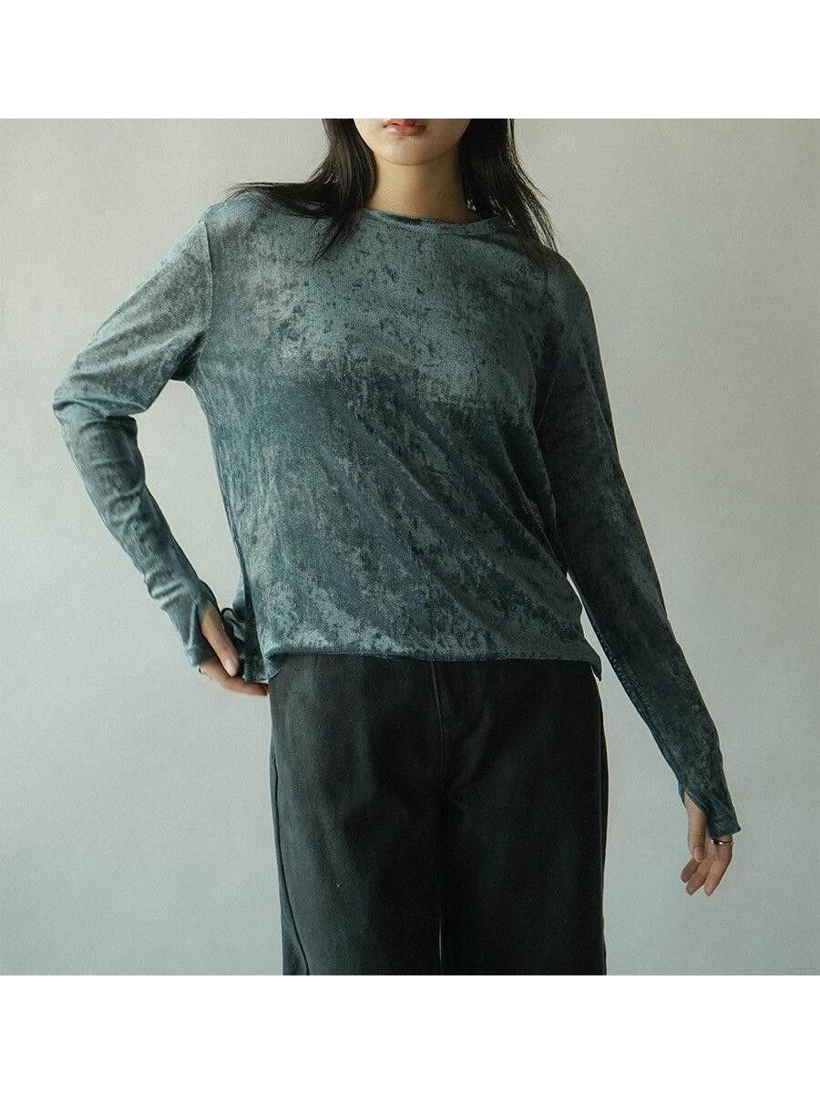 【ラシュッド/LASUD】のベロアロングスリーブプルオーバー インテリア・キッズ・メンズ・レディースファッション・服の通販 founy(ファニー) 　ファッション　Fashion　レディースファッション　Fashion for Women　トップス・カットソー　Cut & Sew Tops　カジュアルプルオーバー・ニットトップス　Pullovers & Knit Tops / Casual Pullovers　ベロアトップス　Velour Tops / Velvet-Look Items　おすすめ　Recommended / Our Picks　インナー　Innerwear　ジャケット　Jacket, Outerwear　ベロア　Velour, Soft Velvet　エレガント 上品　Elegant　A/W・秋冬　Autumn/Winter　ブルー|ID: prp329100004734455 ipo3291000000035040837