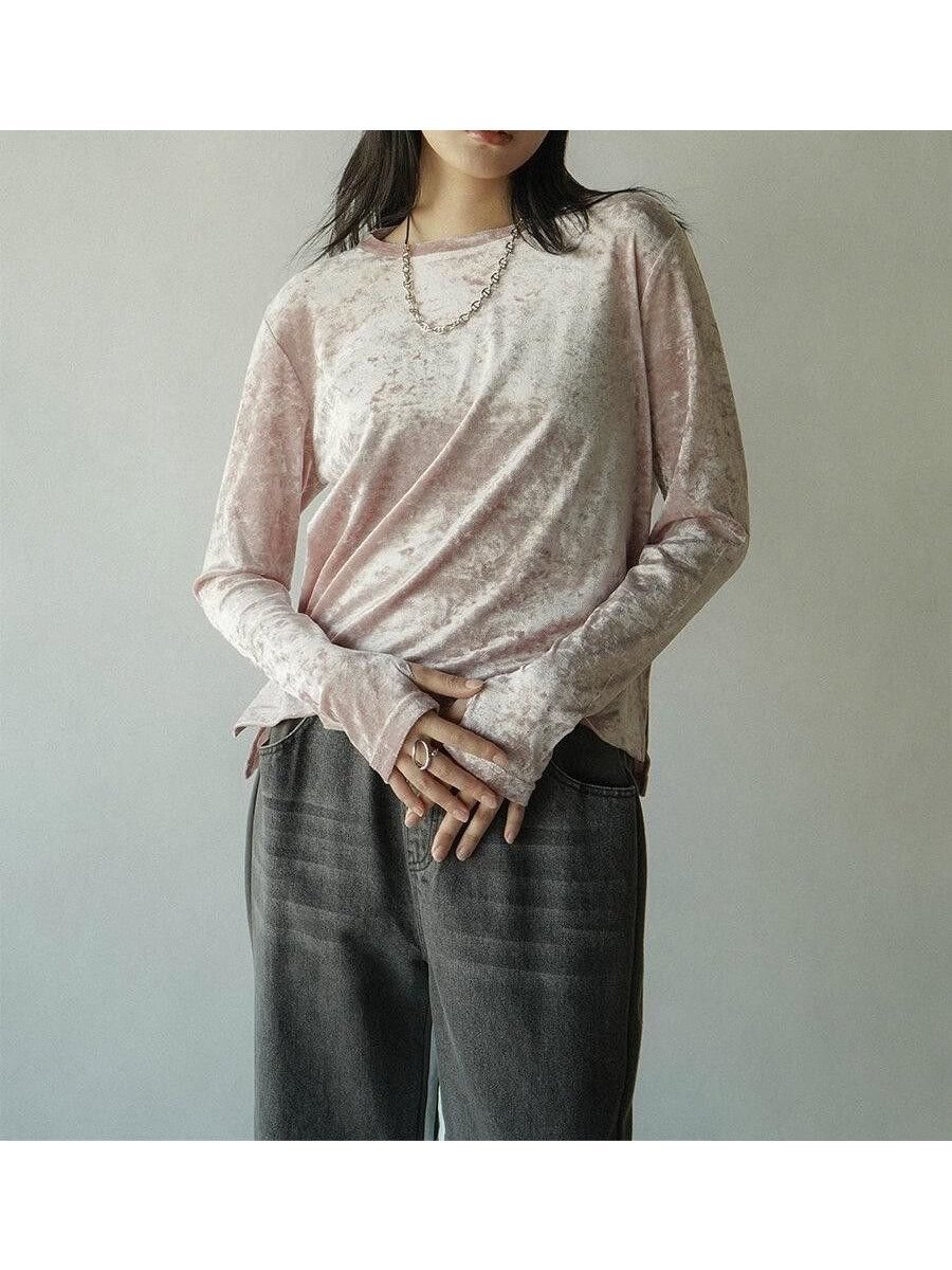 【ラシュッド/LASUD】のベロアロングスリーブプルオーバー インテリア・キッズ・メンズ・レディースファッション・服の通販 founy(ファニー) 　ファッション　Fashion　レディースファッション　Fashion for Women　トップス・カットソー　Cut & Sew Tops　カジュアルプルオーバー・ニットトップス　Pullovers & Knit Tops / Casual Pullovers　ベロアトップス　Velour Tops / Velvet-Look Items　おすすめ　Recommended / Our Picks　インナー　Innerwear　ジャケット　Jacket, Outerwear　ベロア　Velour, Soft Velvet　エレガント 上品　Elegant　A/W・秋冬　Autumn/Winter　ピンク|ID: prp329100004734455 ipo3291000000035040842