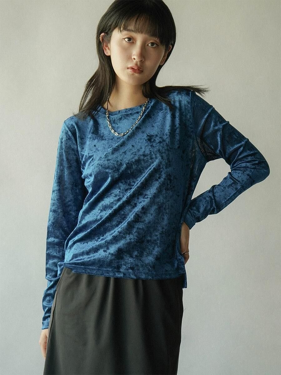 【ラシュッド/LASUD】のベロアロングスリーブプルオーバー インテリア・キッズ・メンズ・レディースファッション・服の通販 founy(ファニー) 　ファッション　Fashion　レディースファッション　Fashion for Women　トップス・カットソー　Cut & Sew Tops　カジュアルプルオーバー・ニットトップス　Pullovers & Knit Tops / Casual Pullovers　ベロアトップス　Velour Tops / Velvet-Look Items　おすすめ　Recommended / Our Picks　インナー　Innerwear　ジャケット　Jacket, Outerwear　ベロア　Velour, Soft Velvet　エレガント 上品　Elegant　A/W・秋冬　Autumn/Winter　ロイヤルブルー|ID: prp329100004734455 ipo3291000000035040844