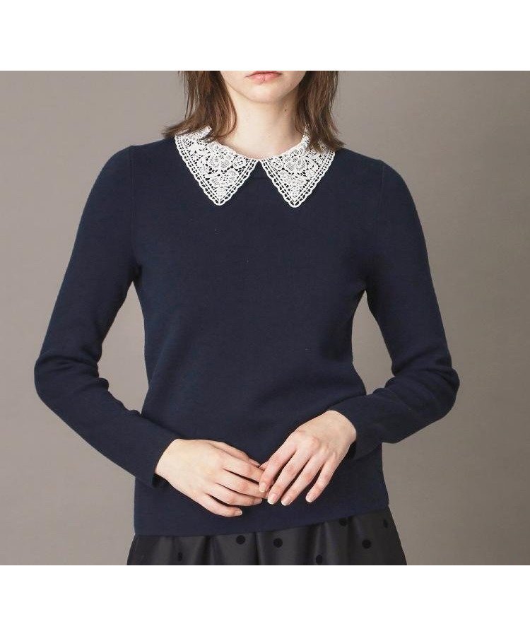 【ドレステリア/DRESSTERIOR】の2WAYレースカラーニット インテリア・キッズ・メンズ・レディースファッション・服の通販 founy(ファニー) ファッション Fashion レディースファッション Fashion for Women トップス・カットソー Cut & Sew Tops ニット Knit Tops & Sweaters インナー Innerwear 春 Spring 秋 Autumn キャミワンピース Cami Dress, Slip Dress コンパクト Compact, Small Size シンプル Simple, Minimal ジャケット Jacket, Outerwear バランス Balance, Style Balance パール Pearl, Pearl Accent レース Lace, Lace Fabric ネイビー|ID: prp329100004734550 ipo3291000000034512711