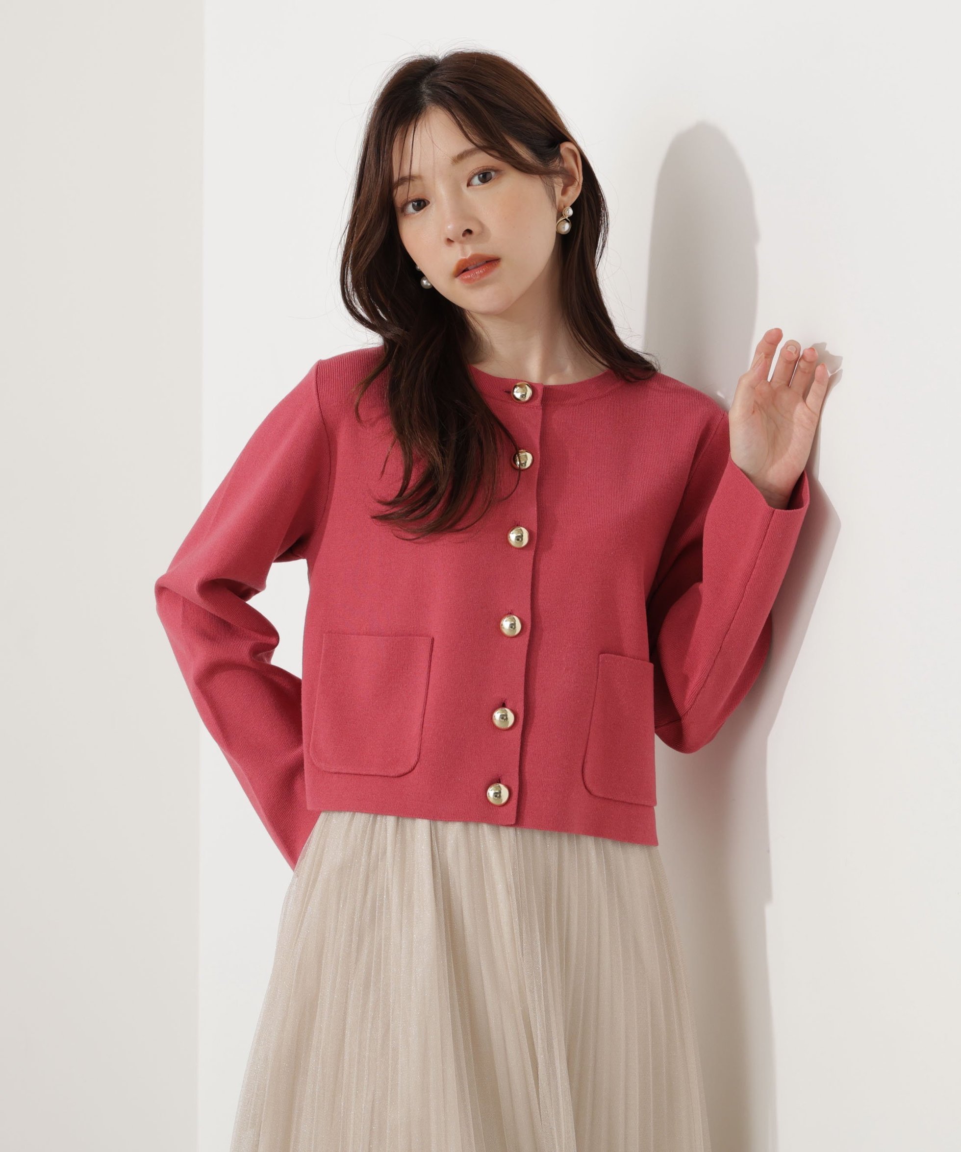 【プロポーション ボディドレッシング/PROPORTION BODY DRESSING】のハンドウォッシャブル シルク混ニットカーディガン インテリア・キッズ・メンズ・レディースファッション・服の通販 founy(ファニー) 　ファッション　Fashion　レディースファッション　Fashion for Women　トップス・カットソー　Cut & Sew Tops　ニット　Knit Tops & Sweaters　カーディガン・羽織り　Layered Style Cardigans　カーディガン　Cardigan, Knitwear　シルク　Silk, 100% Silk　フロント　Front, Front Design　メタル　Metal, Metal Parts　ピンク|ID: prp329100004734563 ipo3291000000034439340