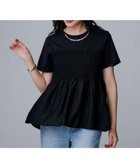 【アンタイトル/UNTITLED】の【コットン100/洗える/Tシャツ】シャーリングドッキングペプラム ブラック|ID: prp329100004734666 ipo3291000000034455173