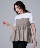 【アンタイトル/UNTITLED】の【コットン100/洗える/Tシャツ】シャーリングドッキングペプラム ベージュ|ID: prp329100004734666 ipo3291000000034455174