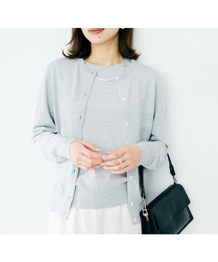 【アンタイトル/UNTITLED】の【洗える/アンサンブル可/ウール100%】ウールクルーカーディガン インテリア・キッズ・メンズ・レディースファッション・服の通販 founy(ファニー) 　ファッション　Fashion　レディースファッション　Fashion for Women　トップス・カットソー　Cut & Sew Tops　カーディガン・羽織り　Layered Style Cardigans　アンサンブルニット　Knit Ensembles & Twin Sets　アンサンブル　Ensemble Set　洗える　Machine Washable　カーディガン　Cardigan, Knitwear　スマート　Smart, Elegant　ボトム　Bottoms, Lower Wear　無地　Plain, Solid Color　ワイド　Wide, Wide Fit　おすすめ　Recommended / Our Picks　ライトグレー|ID: prp329100004734697 ipo3291000000034916688