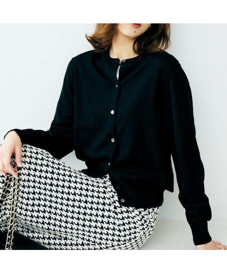 【アンタイトル/UNTITLED】の【洗える/アンサンブル可/ウール100%】ウールクルーカーディガン インテリア・キッズ・メンズ・レディースファッション・服の通販 founy(ファニー) 　ファッション　Fashion　レディースファッション　Fashion for Women　トップス・カットソー　Cut & Sew Tops　カーディガン・羽織り　Layered Style Cardigans　アンサンブルニット　Knit Ensembles & Twin Sets　アンサンブル　Ensemble Set　洗える　Machine Washable　カーディガン　Cardigan, Knitwear　スマート　Smart, Elegant　ボトム　Bottoms, Lower Wear　無地　Plain, Solid Color　ワイド　Wide, Wide Fit　おすすめ　Recommended / Our Picks　ブラック|ID: prp329100004734697 ipo3291000000034916689