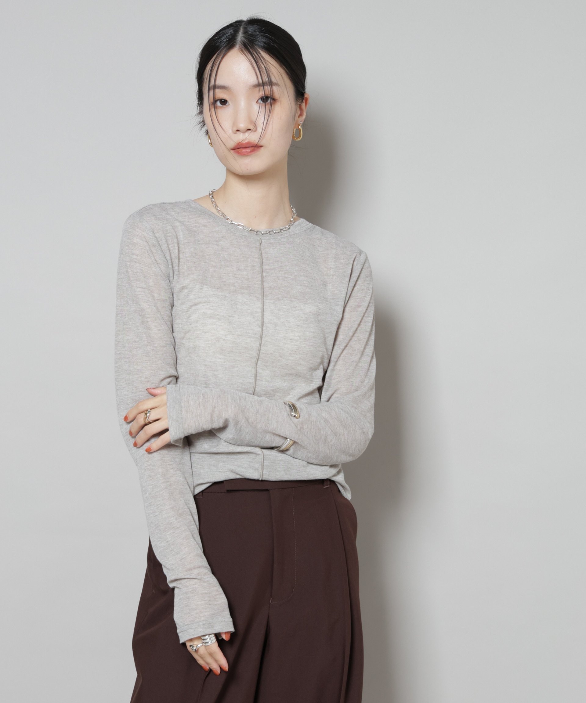 【ナノ ユニバース/nano universe】の前後2wayシアーフライスカットトップス インテリア・キッズ・メンズ・レディースファッション・服の通販 founy(ファニー) 　ファッション　Fashion　レディースファッション　Fashion for Women　トップス・カットソー　Cut & Sew Tops　インナー　Innerwear　キャミソール　Camisole, Spaghetti Strap Top　シアー　Sheer, See-Through　スリット　Slit, Slit Detail　長袖　Long Sleeve, Full Sleeve　ビスチェ　Bustier, Corset Top　ベーシック　Basic, Essential　A/W・秋冬　Autumn/Winter　アウトレット　Outlet / Clearance　おすすめ　Recommended / Our Picks　2025年　2025　2025-2026秋冬・A/W　Autumn/Winter 2025–26 AW25–26　モカ3|ID: prp329100004734781 ipo3291000000034202489