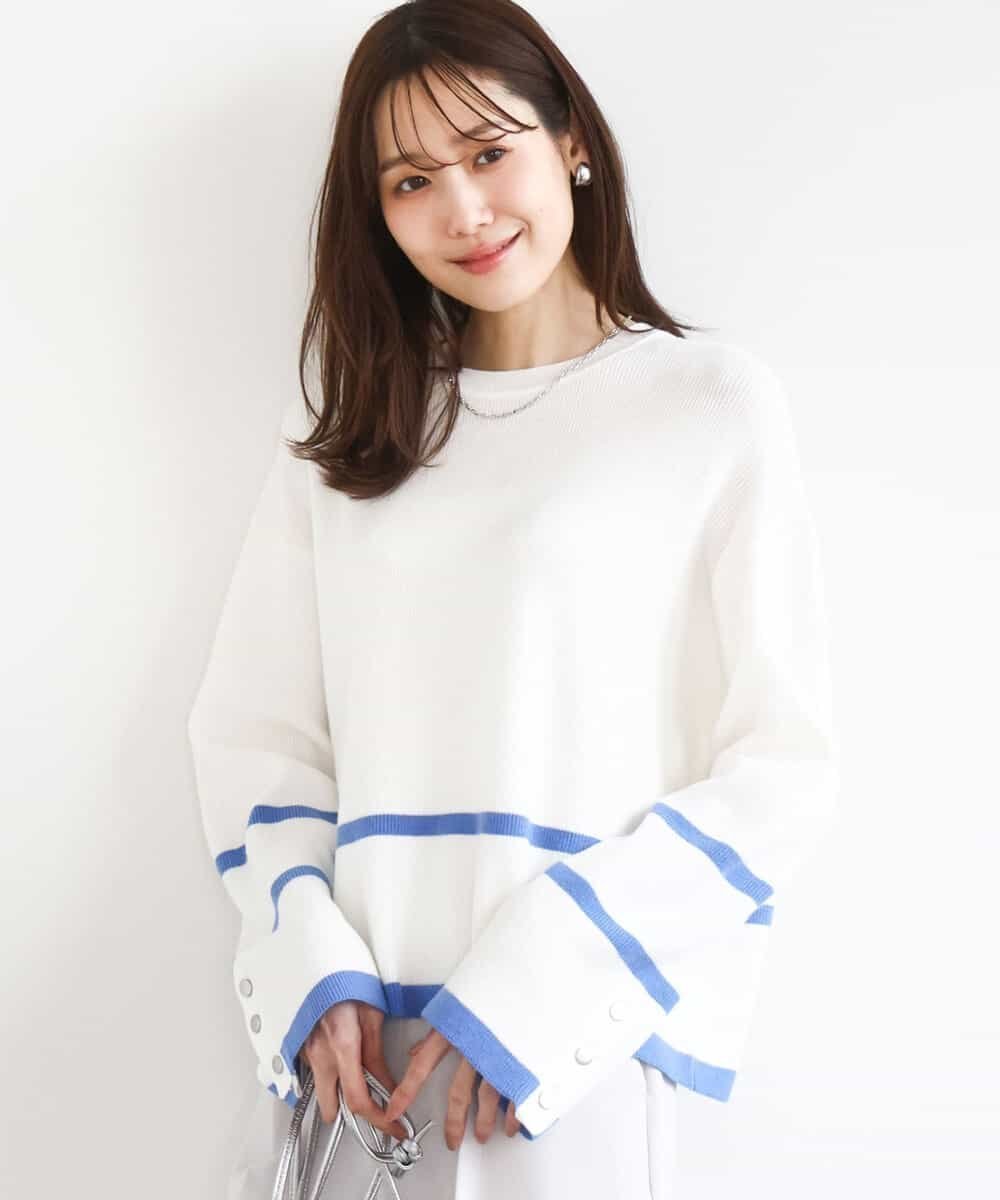 【エムケイ ミッシェルクラン/MK MICHEL KLEIN】の配色ライン片畦編みニット/洗える インテリア・キッズ・メンズ・レディースファッション・服の通販 founy(ファニー) ファッション Fashion レディースファッション Fashion for Women トップス・カットソー Cut & Sew Tops ニット Knit Tops & Sweaters 畦編みニット・テクスチャードトップス Ribbed Knit Sweaters / Textured Knit Tops おすすめ Recommended / Our Picks インナー Innerwear シンプル Simple, Minimal ハイネック High Neck, Mock Neck メタル Metal, Metal Parts 冬 Winter / This Winter 夏 Summer 春 Spring 洗える Machine Washable 畦 Ribbed Knit 秋 Autumn ホワイト|ID: prp329100004734814 ipo3291000000034853253