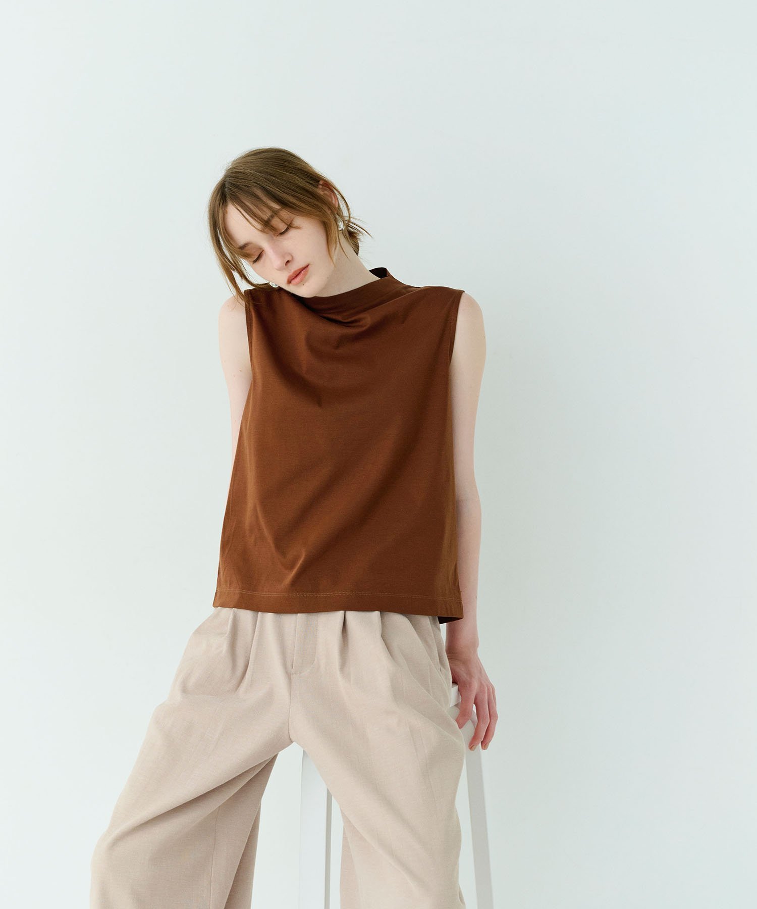 【ノーク/N.O.R.C】のハイネックノースリーブT【クールスムース】 インテリア・キッズ・メンズ・レディースファッション・服の通販 founy(ファニー) 　ファッション　Fashion　レディースファッション　Fashion for Women　トップス・カットソー　Cut & Sew Tops　キャミソール&ノースリーブ　Camisoles & Sleeveless Tops　おすすめ　Recommended / Our Picks　インナー　Innerwear　サロペット　Overalls, Salopette　ノースリーブ　Sleeveless, No-Sleeve　ハイネック　High Neck, Mock Neck　ブラウン|ID: prp329100004734887 ipo3291000000034203412