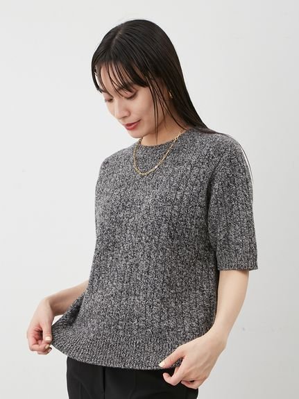 【ミラオーウェン/Mila Owen】の【セットアップ対応】カシミヤタッチケーブルニットプルオーバー インテリア・キッズ・メンズ・レディースファッション・服の通販 founy(ファニー) 　雑誌掲載アイテム　Magazine Picks & Fashion Features　ファッション雑誌　Fashion Magazines　クラッシィ　CLASSY.　ファッション　Fashion　レディースファッション　Fashion for Women　トップス・カットソー　Cut & Sew Tops　ニット　Knit Tops & Sweaters　カジュアルプルオーバー・ニットトップス　Pullovers & Knit Tops / Casual Pullovers　アンサンブル　Ensemble Set　12月号　December Issue　シンプル　Simple, Minimal　スマート　Smart, Elegant　セットアップ　Set-Up, Coordinated Outfit　雑誌　Magazine, Fashion Magazine　ボックス　Boxy, Box Shape　半袖　Short Sleeve, Half Sleeve　冬　Winter / This Winter　おすすめ　Recommended / Our Picks　エレガント 上品　Elegant　MIX[930]|ID: prp329100004734904 ipo3291000000034720806