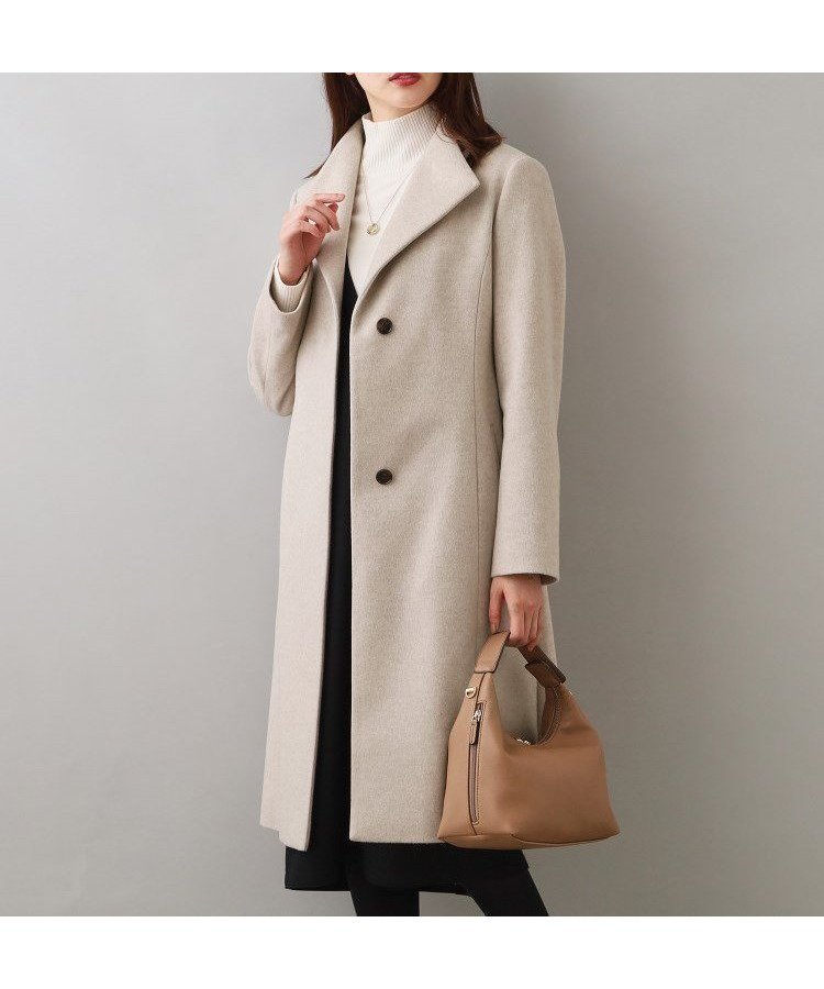 【アンタイトル/UNTITLED】の【日本製/2WAY衿】スタンドカラー ロングコート インテリア・キッズ・メンズ・レディースファッション・服の通販 founy(ファニー) ファッション Fashion レディースファッション Fashion for Women アウター Coat / Outerwear Collection コート・ロングコート・ピーコート Long Coats, Peacoats & More キュプラ Cupro, Eco Fabric スタンド Stand Collar, Upright Stand ストライプ Stripe, Striped Pattern チェーン Chain, Chain Strap ロング Long, Long-Length エレガント 上品 Elegant 定番 Standard, Basic Item 日本製 Made In Japan ナチュラル|ID: prp329100004734907 ipo3291000000034658348