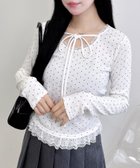【イング/INGNI】の【WEB限定】レース出しリボン付ドットリブTOPs 人気、トレンドファッション・服の通販 founy(ファニー) ファッション Fashion レディースファッション Fashion for Women トップス・カットソー Cut & Sew Tops ギャザー Gathered, Ruffled ジャケット Jacket, Outerwear スマホ Smartphone, Mobile Device ダブル Double, Double-Breasted ドット Polka Dot, Dot Pattern フリル Frill, Ruffle ブルゾン Blouson, Bomber Jacket リボン Ribbon, Bow レース Lace, Lace Fabric おすすめ Recommended / Our Picks thumbnail オフホワイト/クロ|ID: prp329100004734919 ipo3291000000034562059