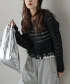 【ラジュール/Lajour】のメッシュフリンジニットトップス ブラック|ID: prp329100004734930 ipo3291000000034306184