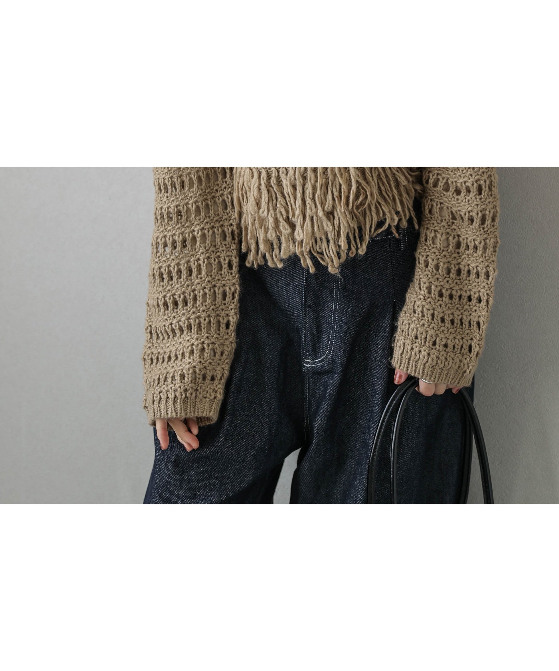 【ラジュール/Lajour】のメッシュフリンジニットトップス インテリア・キッズ・メンズ・レディースファッション・服の通販 founy(ファニー)  ファッション Fashion レディースファッション Fashion for Women トップス・カットソー Cut & Sew Tops ニット Knit Tops & Sweaters 2025年 2025 2025-2026秋冬・A/W Autumn/Winter 2025–26 AW25–26 ショート Short, Short Length バランス Balance, Style Balance フェミニン Feminine, Girly メッシュ Mesh, Net Fabric ルーズ Loose, Oversized エレガント 上品 Elegant 透かし Cut-Out, Lacework モカ|ID: prp329100004734930 ipo3291000000034306188