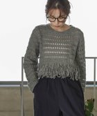 【ラジュール/Lajour】のメッシュフリンジニットトップス グレー|ID: prp329100004734930 ipo3291000000034306193