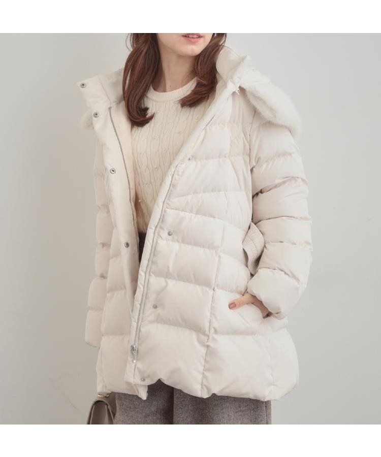 【クチュール ブローチ/Couture Brooch】のフードフェイクファーベルト付きミドル丈ダウンコート 人気、トレンドファッション・服の通販 founy(ファニー) 　ファッション　Fashion　レディースファッション　Fashion for Women　アウター　Coat / Outerwear Collection　コート・ロングコート・ピーコート　Long Coats, Peacoats & More　ダウンジャケット・軽量ダウン　Warm & Lightweight Down Jackets　ベルト&ウエストマーク　Belts & Waist Accessories　シャーリング　Shirring, Ruched　スマート　Smart, Elegant　タフタ　Taffeta, Structured Fabric　ダウン　Down, Puffer　ドット　Polka Dot, Dot Pattern　フェイクファー　Faux Fur, Imitation Fur　フェザー　Feather, Feather Detail　フロント　Front, Front Design　ポケット　Pocket, Pocket Detail　ミドル　Middle Length, Mid Height　 other-1|ID: prp329100004734950 ipo3291000000034433366