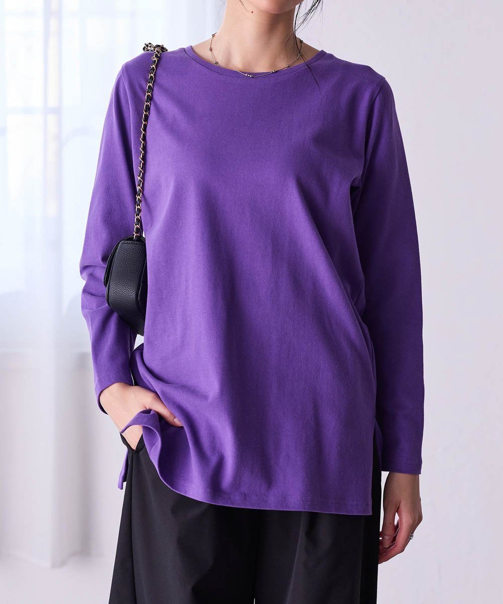 【ラナン/Ranan】のBC 吸湿発熱!裾スリットプルオーバー インテリア・キッズ・メンズ・レディースファッション・服の通販 founy(ファニー) 　ファッション　Fashion　レディースファッション　Fashion for Women　トップス・カットソー　Cut & Sew Tops　カジュアルプルオーバー・ニットトップス　Pullovers & Knit Tops / Casual Pullovers　秋　Autumn　スリット　Slit, Slit Detail　トレーナー　Sweatshirt, Trainer　人気　Popular, Best Seller　ベーシック　Basic, Essential　ポケット　Pocket, Pocket Detail　パープル|ID: prp329100004734989 ipo3291000000034530272