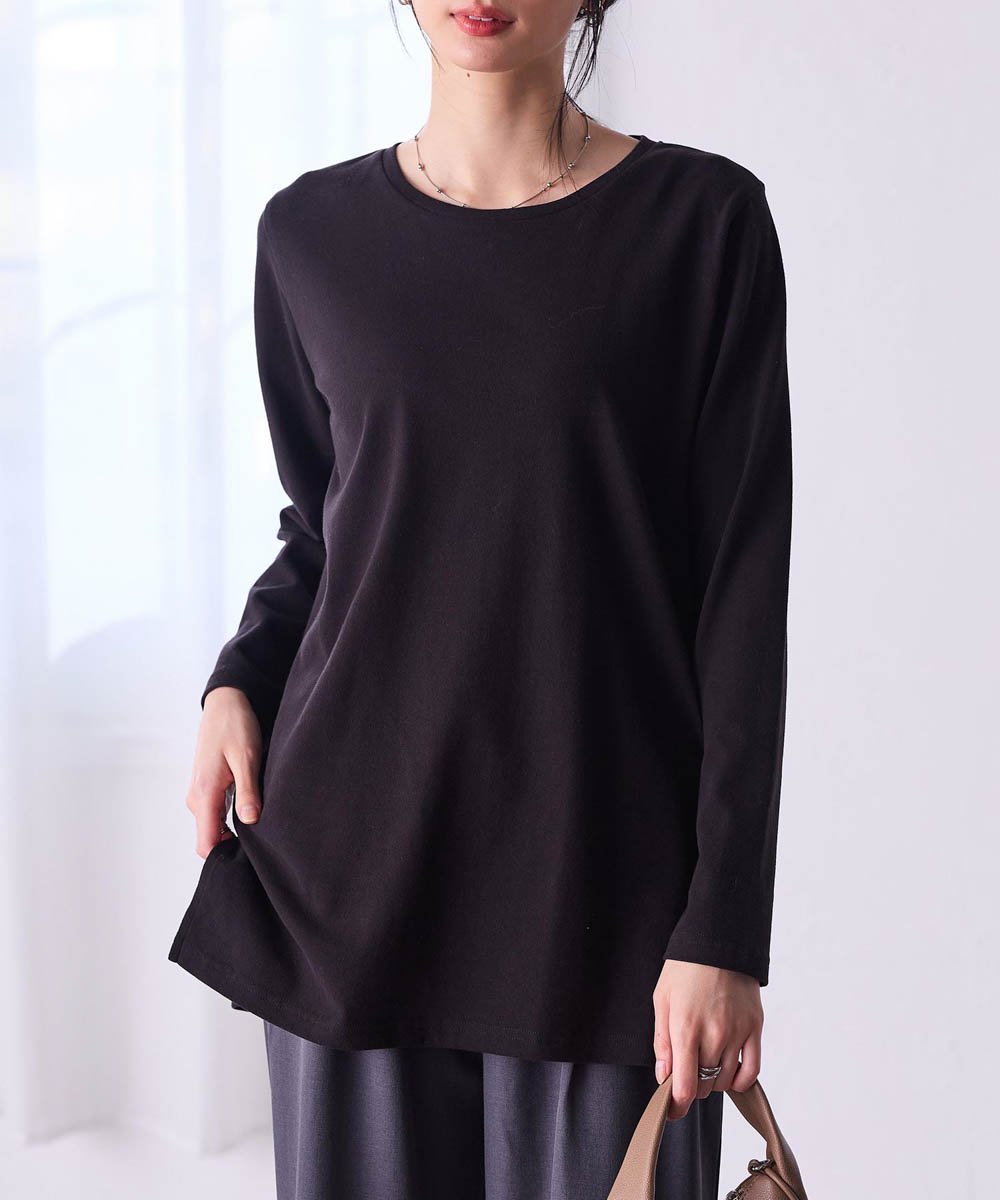 【ラナン/Ranan】のBC 吸湿発熱!裾スリットプルオーバー インテリア・キッズ・メンズ・レディースファッション・服の通販 founy(ファニー) 　ファッション　Fashion　レディースファッション　Fashion for Women　トップス・カットソー　Cut & Sew Tops　カジュアルプルオーバー・ニットトップス　Pullovers & Knit Tops / Casual Pullovers　秋　Autumn　スリット　Slit, Slit Detail　トレーナー　Sweatshirt, Trainer　人気　Popular, Best Seller　ベーシック　Basic, Essential　ポケット　Pocket, Pocket Detail　ブラック|ID: prp329100004734989 ipo3291000000034530273