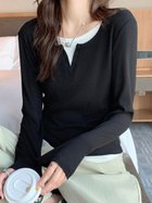 【ディアベル/DIAVEL】の【春夏新作】レイヤード風スリットネックカットTシャツ ブラック|ID: prp329100004735021 ipo3291000000034299711