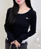 【イング/INGNI】のヘンリーNレース付プレートロゴ長袖リブTOPs クロ|ID: prp329100004735033 ipo3291000000034368508