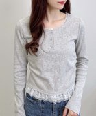 【イング/INGNI】のヘンリーNレース付プレートロゴ長袖リブTOPs グレー|ID: prp329100004735033 ipo3291000000034368509