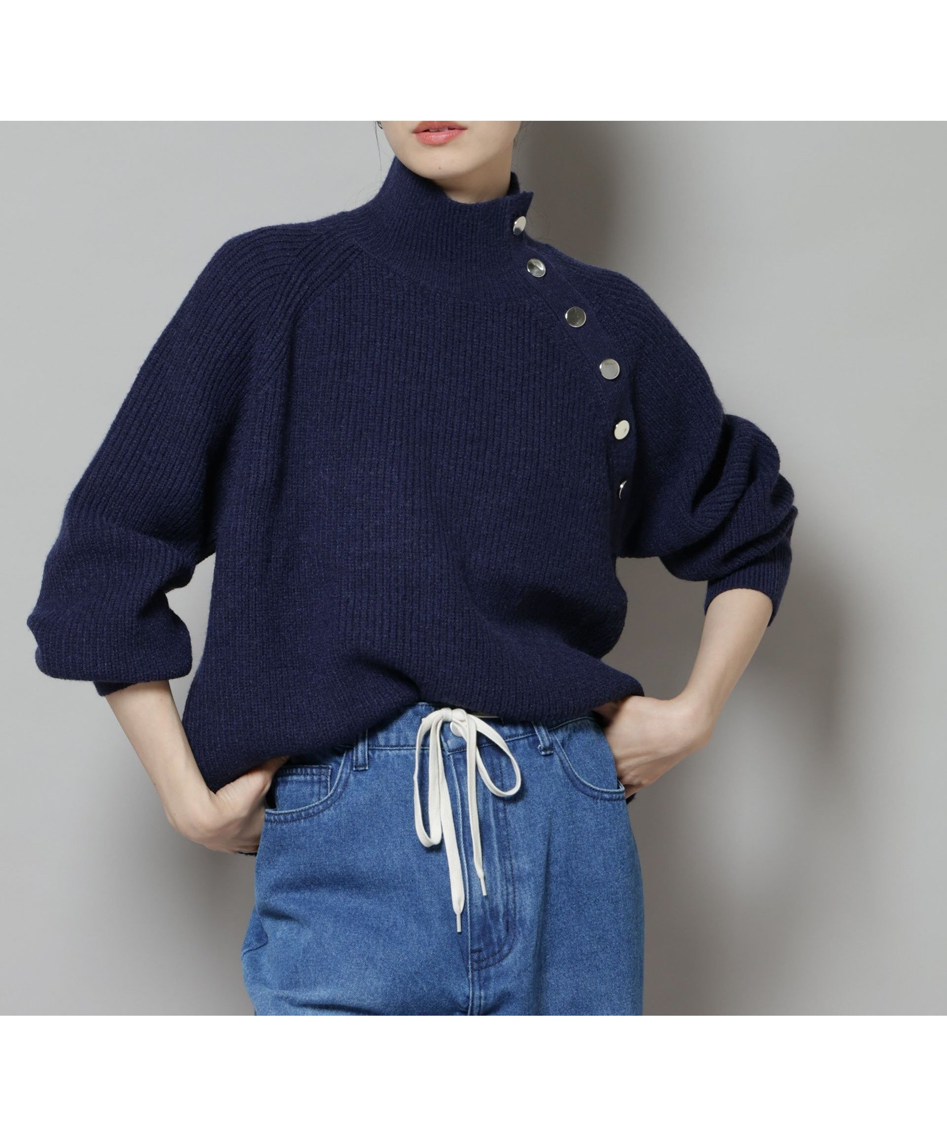 【ナノ ユニバース/nano universe】の釦ディティールニットプルオーバー インテリア・キッズ・メンズ・レディースファッション・服の通販 founy(ファニー)  ファッション Fashion レディースファッション Fashion for Women トップス・カットソー Cut & Sew Tops ニット Knit Tops & Sweaters カジュアルプルオーバー・ニットトップス Pullovers & Knit Tops / Casual Pullovers ウォッシャブル Machine Washable スニーカー Sneakers, Trainers スリーブ Sleeve, Long Sleeve / Short Sleeve ハイネック High Neck, Mock Neck バランス Balance, Style Balance ベーシック Basic, Essential ミドル Middle Length, Mid Height メタル Metal, Metal Parts ワイド Wide, Wide Fit A/W・秋冬 Autumn/Winter アウトレット Outlet / Clearance エレガント 上品 Elegant 2025年 2025 2025-2026秋冬・A/W Autumn/Winter 2025–26 AW25–26 ネイビー|ID: prp329100004735037 ipo3291000000034338908