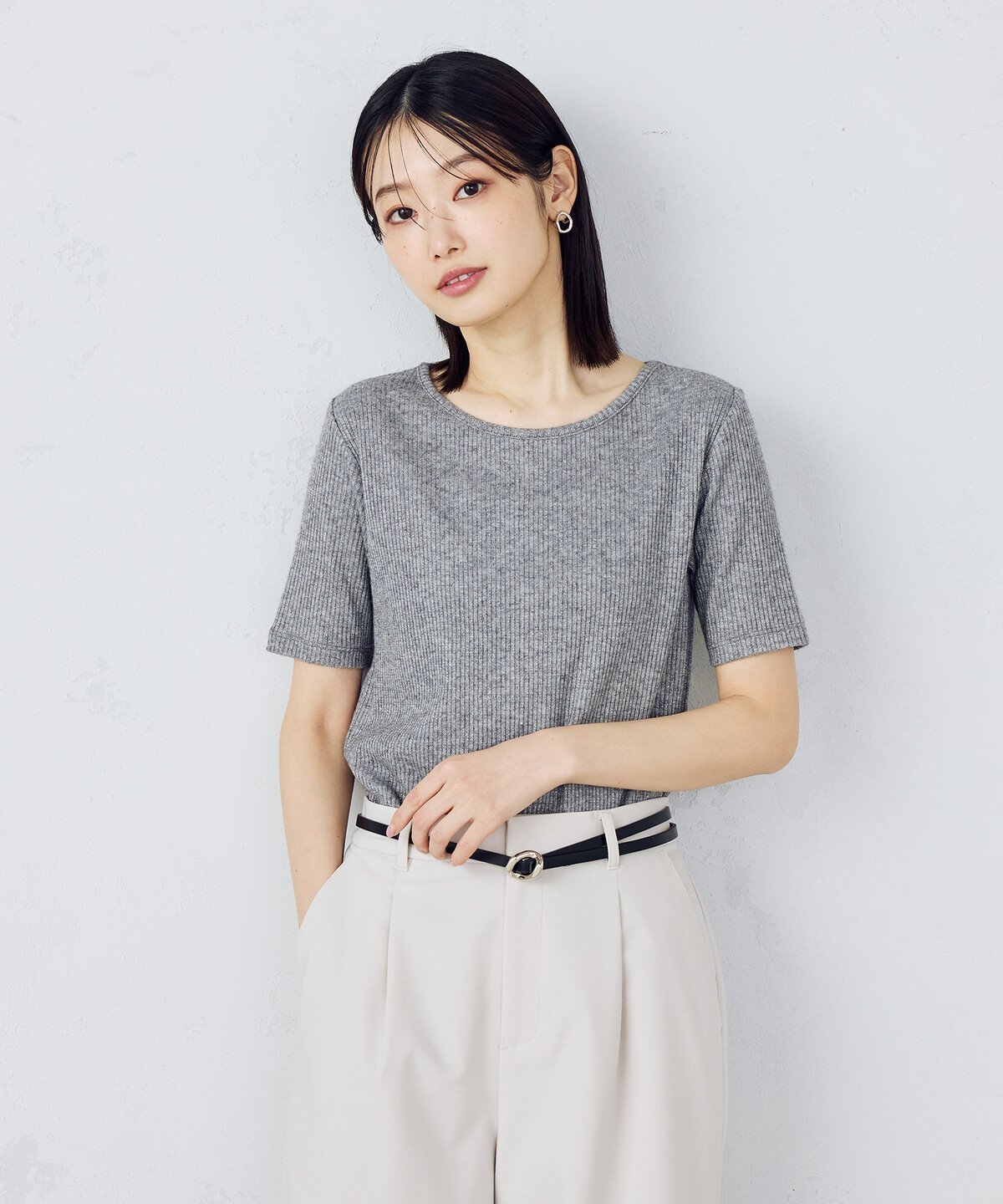 【コムサイズム/COMME CA ISM】の【アンサンブル対応】クロップド丈 リブTシャツ インテリア・キッズ・メンズ・レディースファッション・服の通販 founy(ファニー) 　ファッション　Fashion　レディースファッション　Fashion for Women　トップス・カットソー　Cut & Sew Tops　アンサンブルニット　Knit Ensembles & Twin Sets　シャツ・ブラウス・オフィスカジュアル　Elegant Blouses & Button-Ups　ロングTシャツ・Tシャツ　Longline T-Shirts & Tees　アンサンブル　Ensemble Set　インナー　Innerwear　カーディガン　Cardigan, Knitwear　クロップド　Cropped, Short Length　コンパクト　Compact, Small Size　ショート　Short, Short Length　シンプル　Simple, Minimal　テレコ　Ribbed, Rib Stitch　トレンド　Trend, Trending Now　ポケット　Pocket, Pocket Detail　おすすめ　Recommended / Our Picks　エレガント 上品　Elegant　ラメ・チャコール|ID: prp329100004735145 ipo3291000000034300953