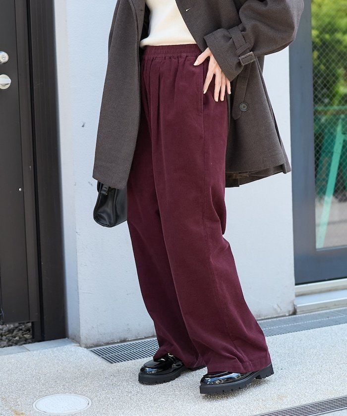 【フリークスストア/FREAK'S STORE】のコーデュロイ タックパンツ セットアップ対応 25AW インテリア・キッズ・メンズ・レディースファッション・服の通販 founy(ファニー) 　ファッション　Fashion　レディースファッション　Fashion for Women　セットアップ　Matching Sets　レディースパンツ・ボトムス　Pants & Trousers / Bottoms　2025年　2025　2025-2026秋冬・A/W　Autumn/Winter 2025–26 AW25–26　冬　Winter / This Winter　おすすめ　Recommended / Our Picks　カットソー　Cut and Sewn Top　コンパクト　Compact, Small Size　コーデュロイ　Corduroy, Cord Fabric　スウェット / スエット　Sweatshirt, Sweatwear　セットアップ　Set-Up, Coordinated Outfit　フィット　Fit, Slim Fit　ベスト　Vest, Waistcoat　リブニット　Rib Knit, Ribbed Knit　ワイド　Wide, Wide Fit　A/W・秋冬　Autumn/Winter　ワインレッド|ID: prp329100004735167 ipo3291000000034698241