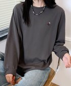 【アイモハ/aimoha】のaimoha -select-/ワンポイント刺繍ロングスリーブTシャツ ダークグレー|ID: prp329100004735274 ipo3291000000034329109