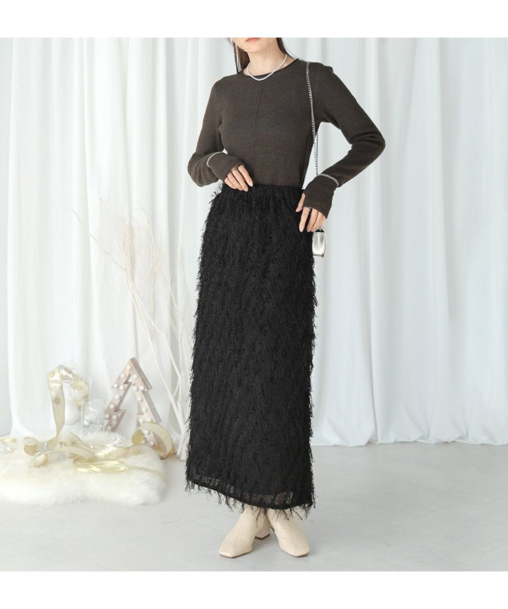 【バブ ブージュルード/Bab Bou Jeloud】のフリンジタイトスカート インテリア・キッズ・メンズ・レディースファッション・服の通販 founy(ファニー) ファッション Fashion レディースファッション Fashion for Women スカート Skirts スマート Smart, Elegant スリット Slit, Slit Detail チェック Check, Plaid, Tartan フリンジ Fringe, Tassel 楽ちん Easy Fit, Comfortable 再入荷 Restock / Back in Stock ホリデーシーズン Holiday Season BLACK|ID: prp329100004735313 ipo3291000000034498551