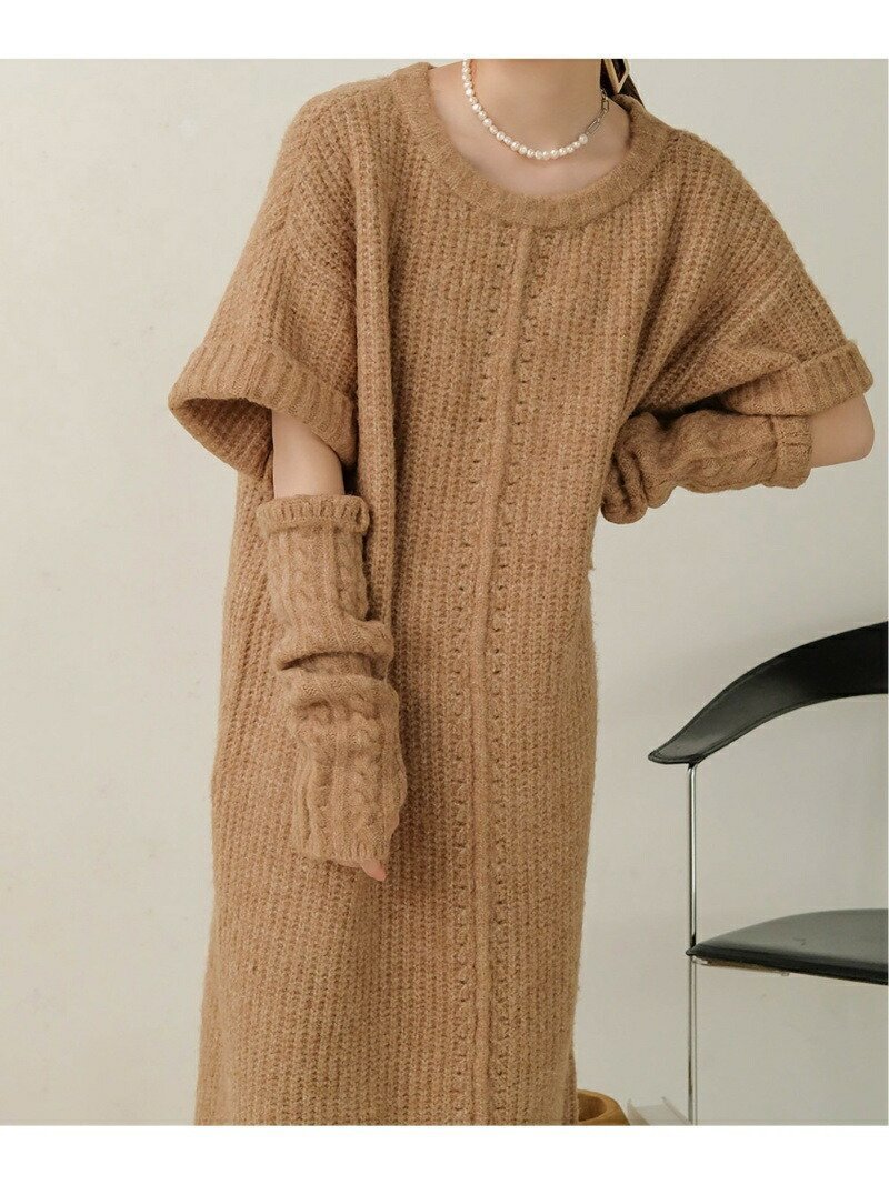 【バブ ブージュルード/Bab Bou Jeloud】の【低身長向けサイズあり】アームウォーマー付きニットワンピース インテリア・キッズ・メンズ・レディースファッション・服の通販 founy(ファニー) ファッション Fashion レディースファッション Fashion for Women ワンピース Dresses ニットワンピース Knit Dresses インナー Innerwear シンプル Simple, Minimal スマート Smart, Elegant センター Center, Center Line タートル Turtleneck, Turtle Collar チェック Check, Plaid, Tartan トレンド Trend, Trending Now ロング Long, Long-Length ワンポイント One Point, Statement Accent 再入荷 Restock / Back in Stock おすすめ Recommended / Our Picks お家時間・ステイホーム Stay Home / At Home MOCHA|ID: prp329100004735337 ipo3291000000034498916