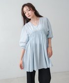 【バブ ブージュルード/Bab Bou Jeloud】のギャザーミニワンピース 人気、トレンドファッション・服の通販 founy(ファニー) ファッション Fashion レディースファッション Fashion for Women ワンピース Dresses thumbnail SAX|ID: prp329100004735350 ipo3291000000034206174