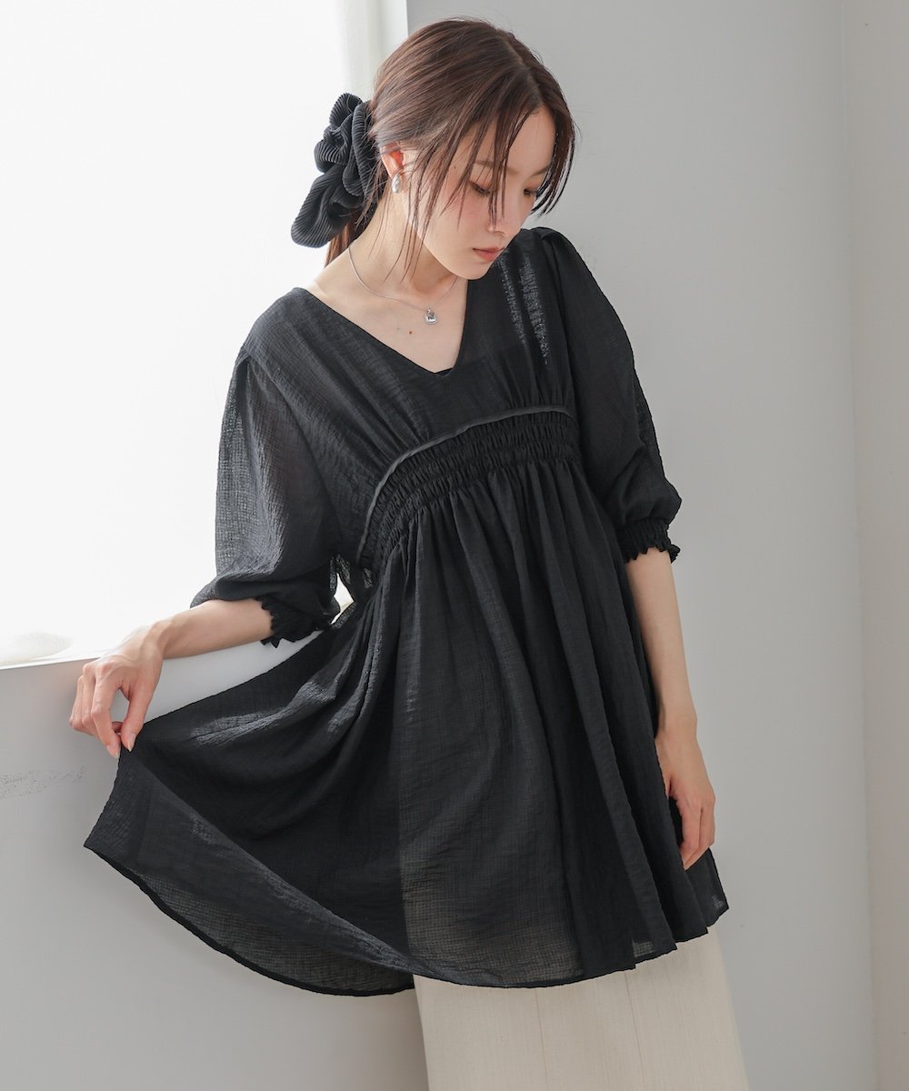 【バブ ブージュルード/Bab Bou Jeloud】のギャザーミニワンピース インテリア・キッズ・メンズ・レディースファッション・服の通販 founy(ファニー) 　ファッション　Fashion　レディースファッション　Fashion for Women　ワンピース　Dresses　BLACK|ID: prp329100004735350 ipo3291000000034206175