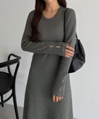 【ジュノア/JUNOAH】のcallautia Uネックフレアニットワンピ-ス グレー|ID: prp329100004735358 ipo3291000000034206224