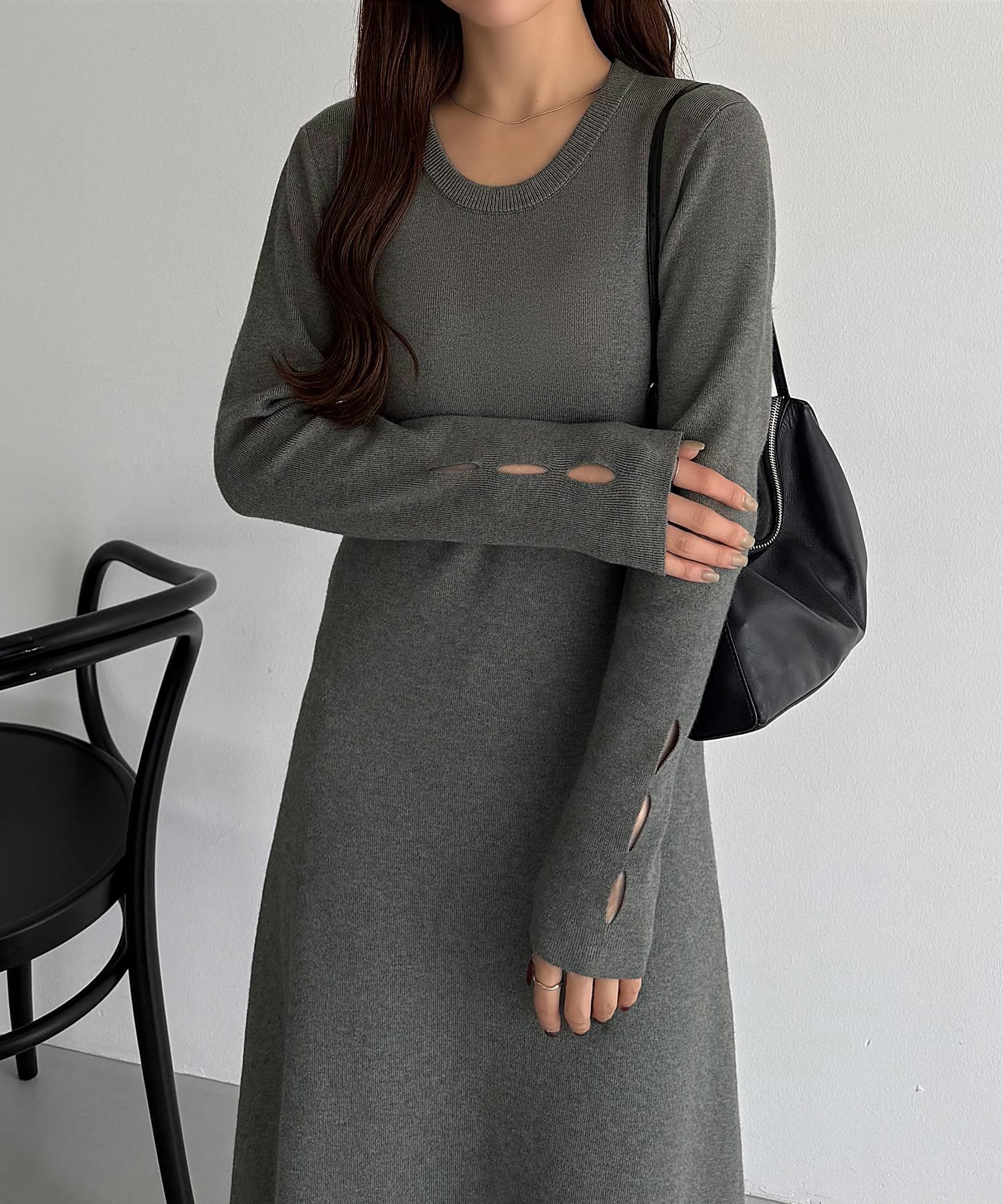 【ジュノア/JUNOAH】のcallautia Uネックフレアニットワンピ-ス インテリア・キッズ・メンズ・レディースファッション・服の通販 founy(ファニー) 　ファッション　Fashion　レディースファッション　Fashion for Women　ワンピース　Dresses　ニットワンピース　Knit Dresses　グレー|ID: prp329100004735358 ipo3291000000034206224