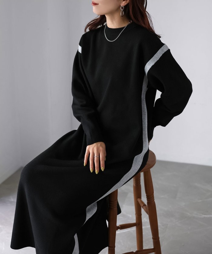 【リベリー/Riberry】のバイカラーラインニットワンピース インテリア・キッズ・メンズ・レディースファッション・服の通販 founy(ファニー) https://founy.com/ ファッション Fashion レディースファッション Fashion for Women ワンピース Dresses ニットワンピース Knit Dresses アクリル Acrylic Material シンプル Simple, Minimal スニーカー Sneakers, Trainers 無地 Plain, Solid Color リラックス Relax, Relaxed Fit ロング Long, Long-Length 楽ちん Easy Fit, Comfortable A/W・秋冬 Autumn/Winter 再入荷 Restock / Back in Stock おすすめ Recommended / Our Picks 旅行 Travel エレガント 上品 Elegant |ID: prp329100004735362 ipo3291000000035127297