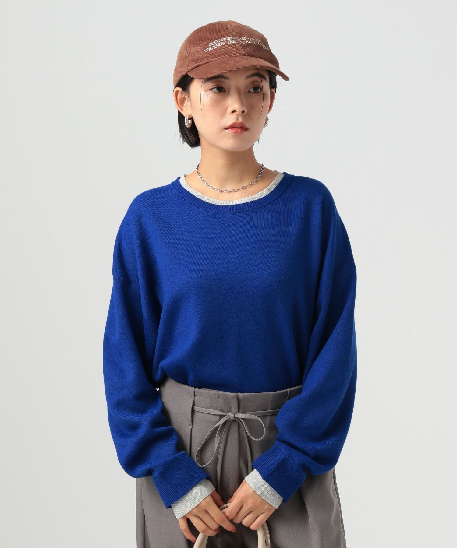 【ベイフロー/BAYFLOW】のスウェットライクニットプルオーバー インテリア・キッズ・メンズ・レディースファッション・服の通販 founy(ファニー) 　ファッション　Fashion　レディースファッション　Fashion for Women　トップス・カットソー　Cut & Sew Tops　ニット　Knit Tops & Sweaters　レディースパーカー・カジュアルフーディー　Casual Hoodies & Sweatshirts　カジュアルプルオーバー・ニットトップス　Pullovers & Knit Tops / Casual Pullovers　スウェット・クルーネックトップス　Sweatshirts & Crewnecks / Relaxed Fit Sweat Tops　おすすめ　Recommended / Our Picks　ダブル　Double, Double-Breasted　バランス　Balance, Style Balance　ブルー80|ID: prp329100004735374 ipo3291000000034449051