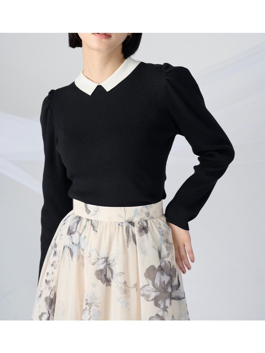 【セルフォード/CELFORD】のカシミア混襟付きニット インテリア・キッズ・メンズ・レディースファッション・服の通販 founy(ファニー) 　ファッション　Fashion　レディースファッション　Fashion for Women　トップス・カットソー　Cut & Sew Tops　ニット　Knit Tops & Sweaters　ギャザー　Gathered, Ruffled　コンパクト　Compact, Small Size　スマート　Smart, Elegant　エレガント 上品　Elegant　定番　Standard, Basic Item　BLK[009]|ID: prp329100004735380 ipo3291000000035154234