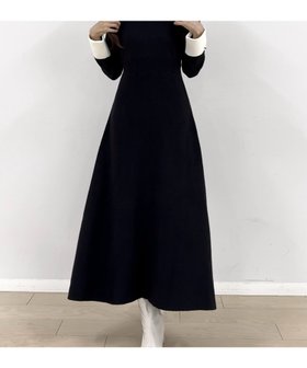 【ジュノア/JUNOAH】のバイカラーセミフレアニットワンピース 人気、トレンドファッション・服の通販 founy(ファニー) ファッション Fashion レディースファッション Fashion for Women ワンピース Dresses ニットワンピース Knit Dresses |ID:prp329100004735489