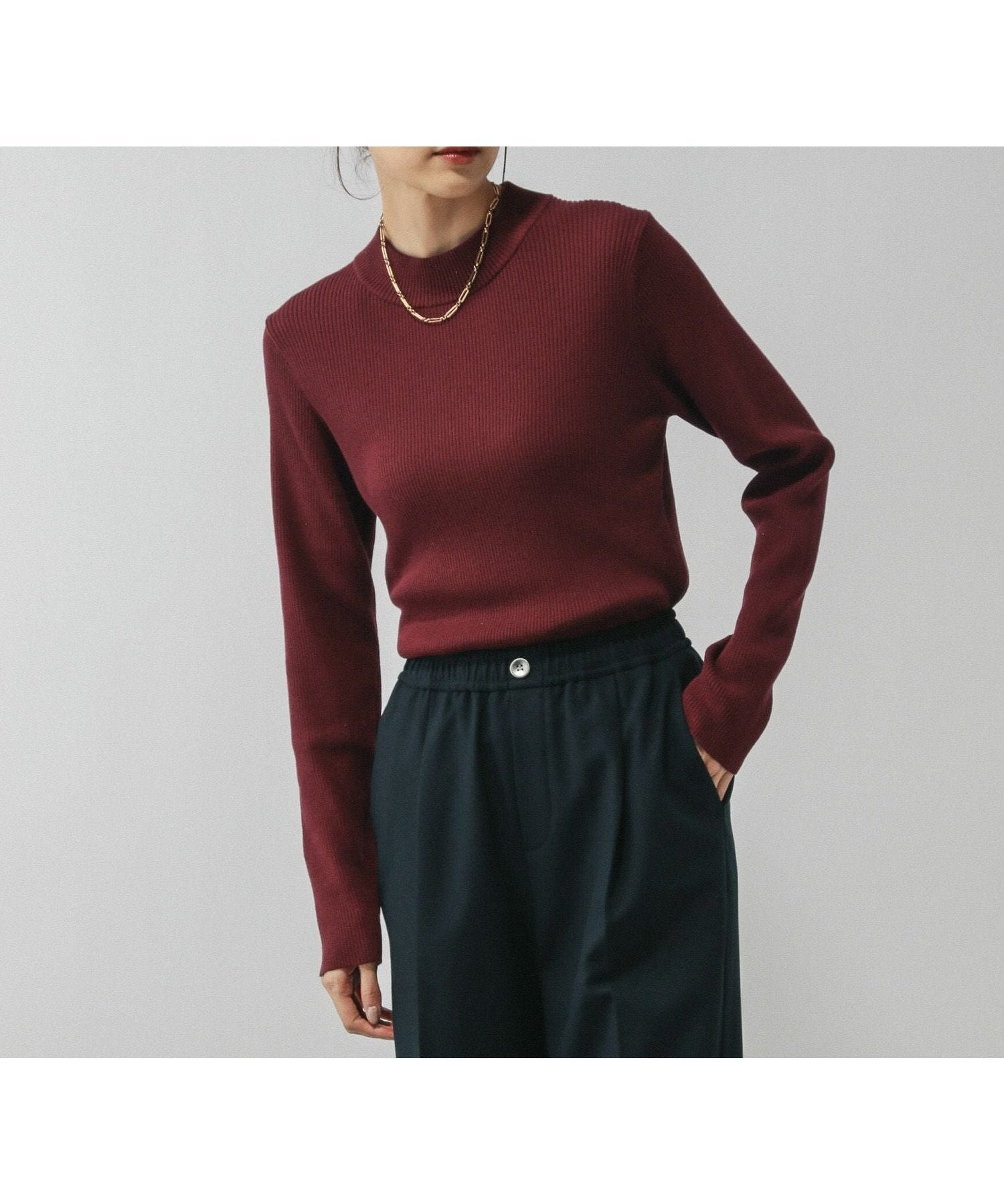 【グローバルワーク/GLOBAL WORK】のアンチピリングなめらかリブハイネックプルオーバー/499708 インテリア・キッズ・メンズ・レディースファッション・服の通販 founy(ファニー)  ファッション Fashion レディースファッション Fashion for Women トップス・カットソー Cut & Sew Tops カジュアルプルオーバー・ニットトップス Pullovers & Knit Tops / Casual Pullovers おすすめ Recommended / Our Picks なめらか Smooth, Silky Texture インナー Innerwear ジャケット Jacket, Outerwear ダウン Down, Puffer デニム Denim, Jeans Material トレンド Trend, Trending Now ハイネック High Neck, Mock Neck ボルドー38|ID: prp329100004735582 ipo3291000000034303538