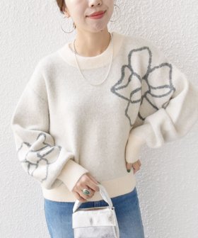 【シップス フォー ウィメン/SHIPS】の【WEB限定】 手洗い可能 ジャカード フラワー ニット プルオーバー 人気、トレンドファッション・服の通販 founy(ファニー) ファッション Fashion レディースファッション Fashion for Women トップス・カットソー Cut & Sew Tops ニット Knit Tops & Sweaters カジュアルプルオーバー・ニットトップス Pullovers & Knit Tops / Casual Pullovers インナー Innerwear サロペット Overalls, Salopette シンプル Simple, Minimal ジャカード／ジャガード Jacquard, Woven Pattern フラワー Flower, Floral プリント Print, Printed Pattern ボトム Bottoms, Lower Wear ポケット Pocket, Pocket Detail モチーフ Motif, Design Theme ワイド Wide, Wide Fit 冬 Winter / This Winter おすすめ Recommended / Our Picks 2025年 2025 2025-2026秋冬・A/W Autumn/Winter 2025–26 AW25–26 |ID:prp329100004735655