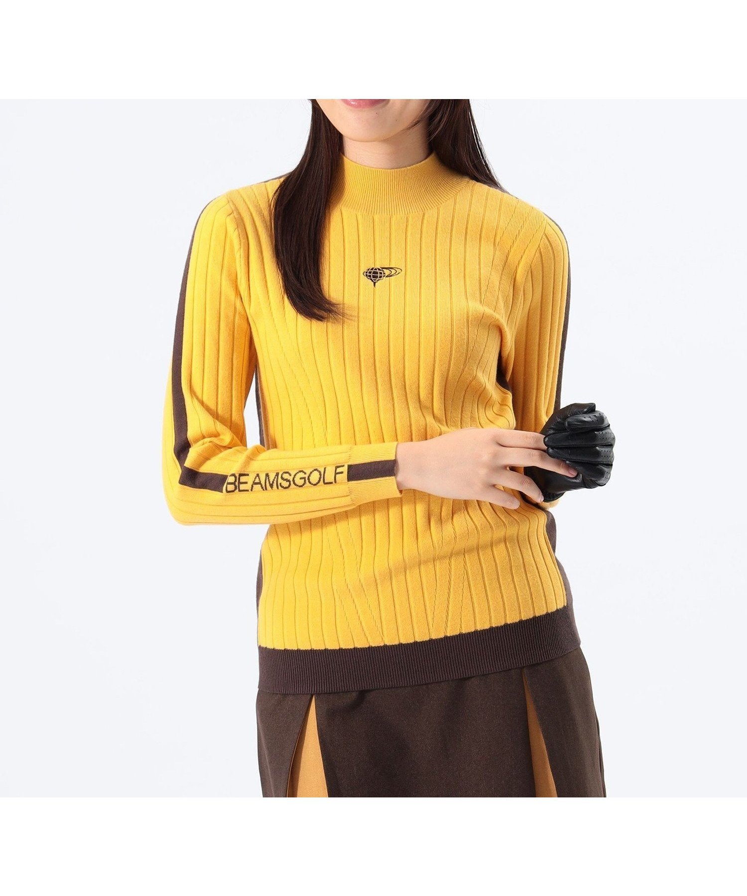 【ビームス ウイメン/BEAMS】のORANGE LABEL / バイカラー ワイドリブ モックネック プルオーバー インテリア・キッズ・メンズ・レディースファッション・服の通販 founy(ファニー) 　ファッション　Fashion　レディースファッション　Fashion for Women　トップス・カットソー　Cut & Sew Tops　カジュアルプルオーバー・ニットトップス　Pullovers & Knit Tops / Casual Pullovers　アウトドア　Outdoor Clothing　ゴルフ　Golf　スタイリッシュ　Stylish, Fashionable　スポーティ　Sporty, Casual Athletic　フロント　Front, Front Design　モックネック　Mock Neck, Short Turtleneck　ワイドリブ　Wide Rib, Wide Ribbed Knit　YELLOW|ID: prp329100004735661 ipo3291000000034208201