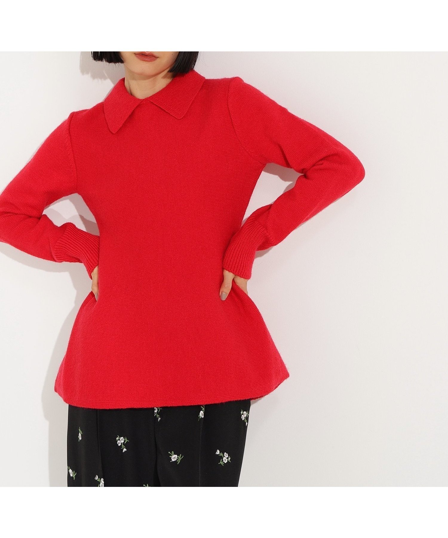 【エヌ ナチュラルビューティーベーシック/N.Natural Beauty basic】の襟付きペプラムニット インテリア・キッズ・メンズ・レディースファッション・服の通販 founy(ファニー) ファッション Fashion レディースファッション Fashion for Women トップス・カットソー Cut & Sew Tops ニット Knit Tops & Sweaters ペプラム Peplum, Flared Hem ミドル Middle Length, Mid Height A/W・秋冬 Autumn/Winter レッド|ID: prp329100004735760 ipo3291000000034533809