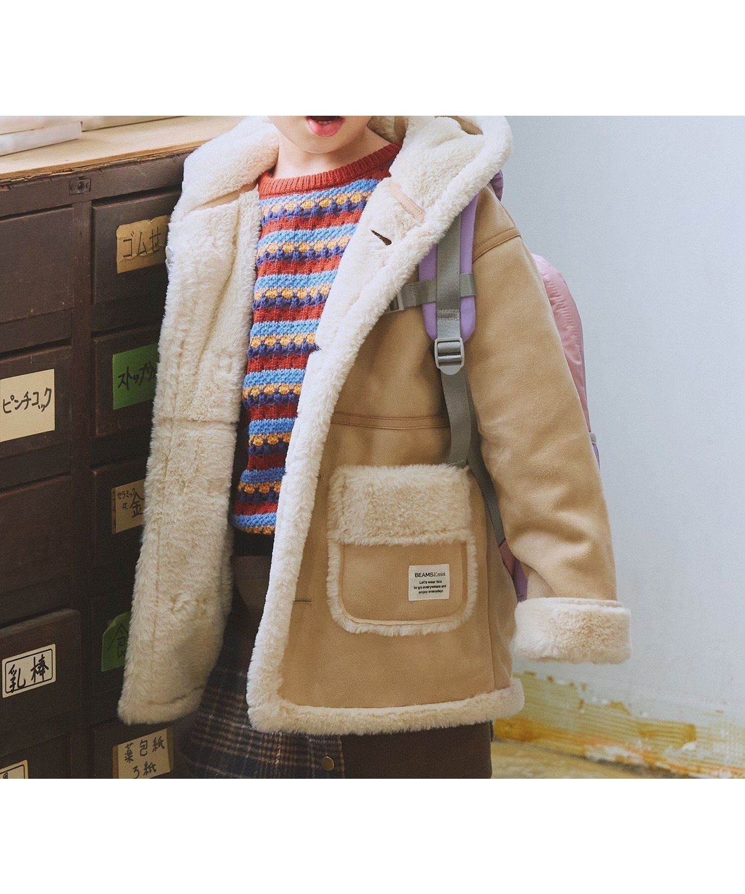 【ビームス ミニ/BEAMS mini / KIDS】のフェイク ムートン コート 2025FW(90~150cm) インテリア・キッズ・メンズ・レディースファッション・服の通販 founy(ファニー) 　ファッション　Fashion　キッズファッション　Fashion for Kids　トレンド　Trend, Trending Now　なめらか　Smooth, Silky Texture　フェイク　Faux, Fake　フェイクムートン　Faux Shearling, Faux Mouton　ベーシック　Basic, Essential　ポケット　Pocket, Pocket Detail　防寒　Cold Protection, Winter-Ready　ムートン　Shearling, Mouton　A/W・秋冬　Autumn/Winter　BEIGE|ID: prp329100004735829 ipo3291000000034501653