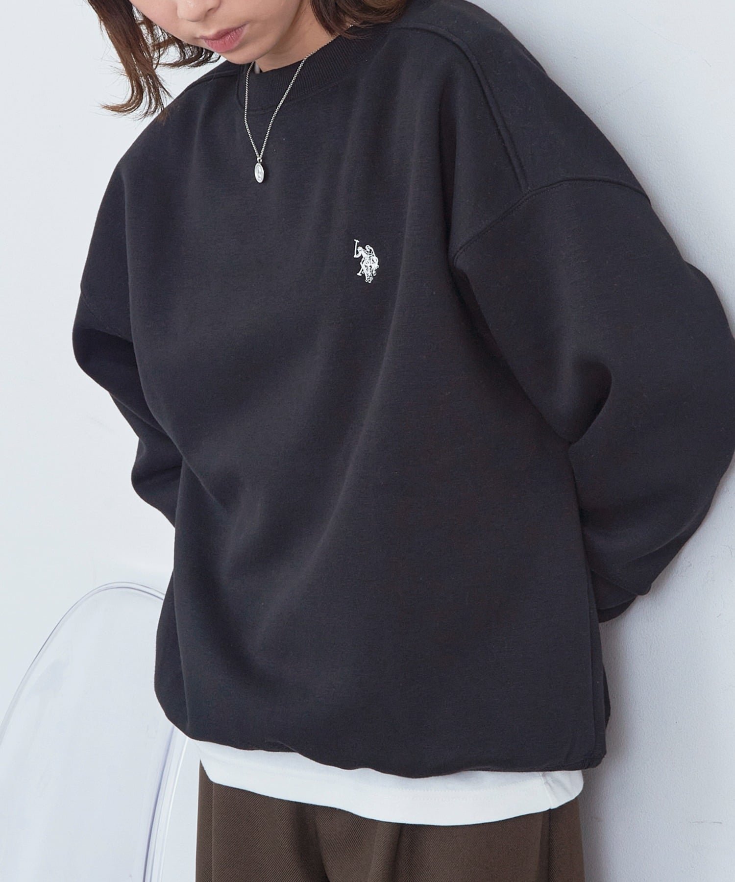 【セットアップセブン/SETUP7】のU.S. POLO ASSN./ワンポイントロゴ 裏起毛スウェットトレーナー ユニセックス インテリア・キッズ・メンズ・レディースファッション・服の通販 founy(ファニー) 　ファッション　Fashion　レディースファッション　Fashion for Women　トップス・カットソー　Cut & Sew Tops　レディースパーカー・カジュアルフーディー　Casual Hoodies & Sweatshirts　スウェット・クルーネックトップス　Sweatshirts & Crewnecks / Relaxed Fit Sweat Tops　アクセサリー　Fashion Accessories　インナー　Innerwear　シンプル　Simple, Minimal　スウェット / スエット　Sweatshirt, Sweatwear　スポーツ　Sports, Activewear　スラックス　Slacks, Dress Pants　タートルネック　Turtleneck, High Neck　デニム　Denim, Jeans Material　トレンド　Trend, Trending Now　定番　Standard, Basic Item　ミックス　Mix, Mixed Style　ワンポイント　One Point, Statement Accent　再入荷　Restock / Back in Stock　おすすめ　Recommended / Our Picks　エレガント 上品　Elegant　BLK|ID: prp329100004735854 ipo3291000000034209263