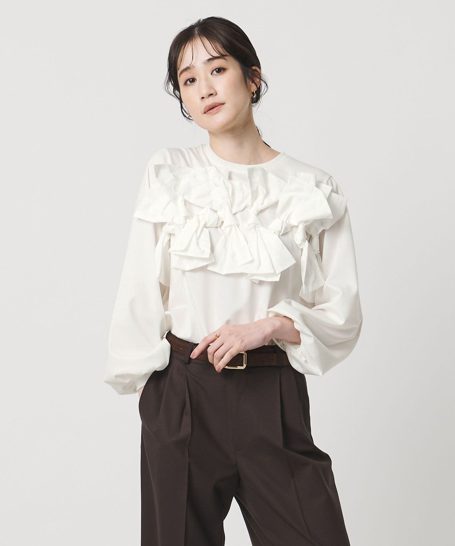 【ユナイテッドアローズ/UNITED ARROWS】のリボン コンビ パフスリーブ カットソー -ウォッシャブル- インテリア・キッズ・メンズ・レディースファッション・服の通販 founy(ファニー) ファッション Fashion レディースファッション Fashion for Women トップス・カットソー Cut & Sew Tops カットソー・ベーシックTシャツ Cut-and-Sewn Tops / Stretch Tees & Basics ウォッシャブル Machine Washable カットソー Cut and Sewn Top ギャザー Gathered, Ruffled コンビ Combo, Combination Style ストレート Straight, Straight Cut スリーブ Sleeve, Long Sleeve / Short Sleeve モチーフ Motif, Design Theme リボン Ribbon, Bow おすすめ Recommended / Our Picks エレガント 上品 Elegant WHITE|ID: prp329100004736077 ipo3291000000034872808