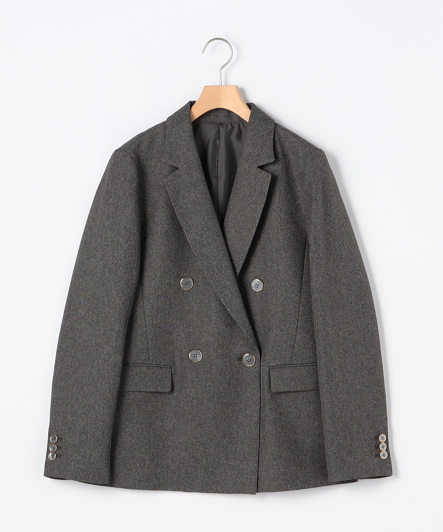 【ノーリーズ/NOLLEY'S】のツィードシャークテーラードダブルジャケット インテリア・キッズ・メンズ・レディースファッション・服の通販 founy(ファニー) 　ファッション　Fashion　レディースファッション　Fashion for Women　アウター　Coat / Outerwear Collection　レディースジャケット・軽アウター　Jackets　オケージョン　Occasion Wear　クラシカル　Classical, Vintage-Inspired　ジャケット　Jacket, Outerwear　センター　Center, Center Line　チェック　Check, Plaid, Tartan　デニム　Denim, Jeans Material　トレンド　Trend, Trending Now　メタル　Metal, Metal Parts　おすすめ　Recommended / Our Picks　エレガント 上品　Elegant　2025年　2025　2025-2026秋冬・A/W　Autumn/Winter 2025–26 AW25–26　チャコールグレー|ID: prp329100004736142 ipo3291000000034212159