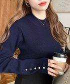 【モーメントプラス/moment+ / MEN】の12G袖口ボタンボトルネックリブニットプルオーバー ネイビー|ID: prp329100004736148 ipo3291000000034949391