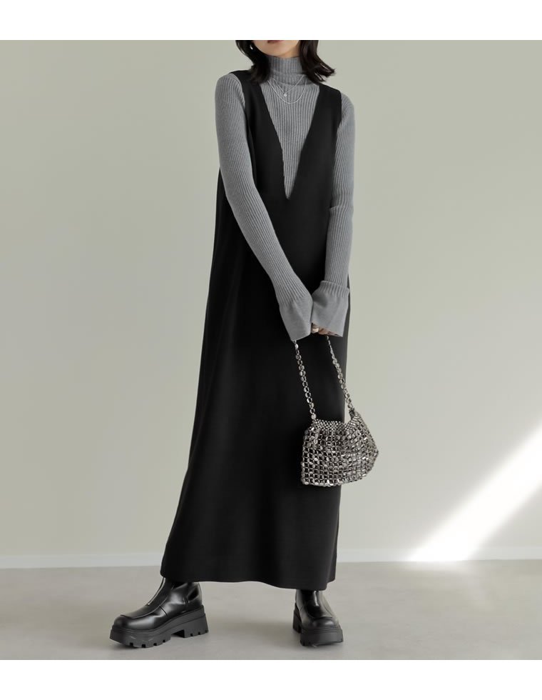 【リエディ/Re:EDIT】のミラノリブ変形キーネックIラインニットワンピース 人気、トレンドファッション・服の通販 founy(ファニー) ファッション Fashion レディースファッション Fashion for Women ワンピース Dresses ニットワンピース Knit Dresses インナー Innerwear コンパクト Compact, Small Size シンプル Simple, Minimal バランス Balance, Style Balance フロント Front, Front Design ミラノリブ Milano Rib, Milano Stitch ロング Long, Long-Length other-1|ID: prp329100004736431 ipo3291000000034445746