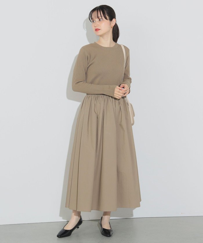 【ビームス ウイメン/BEAMS】のリブニットコンビ ウエストギャザーワンピース(手洗い可能) インテリア・キッズ・メンズ・レディースファッション・服の通販 founy(ファニー) https://founy.com/ ファッション Fashion レディースファッション Fashion for Women ワンピース Dresses インナー Innerwear コンパクト Compact, Small Size ストレッチ Stretch, Stretchy Fabric ストレート Straight, Straight Cut パール Pearl, Pearl Accent リブニット Rib Knit, Ribbed Knit リラックス Relax, Relaxed Fit |ID: prp329100004736434 ipo3291000000034508848